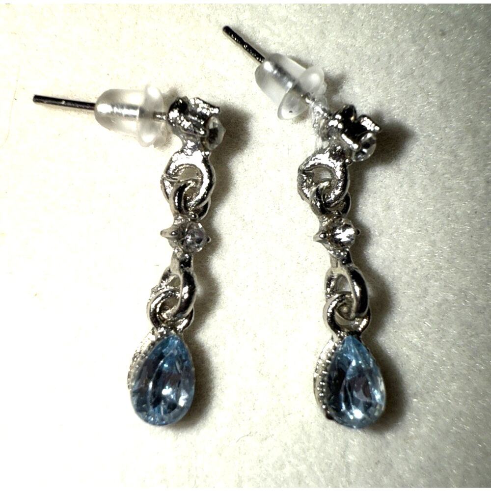 Blue Water Drop Zircon Stud Earrings